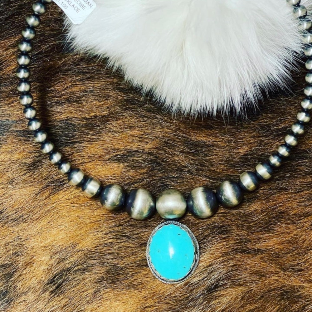 Sterling Navajo Turquoise Necklace